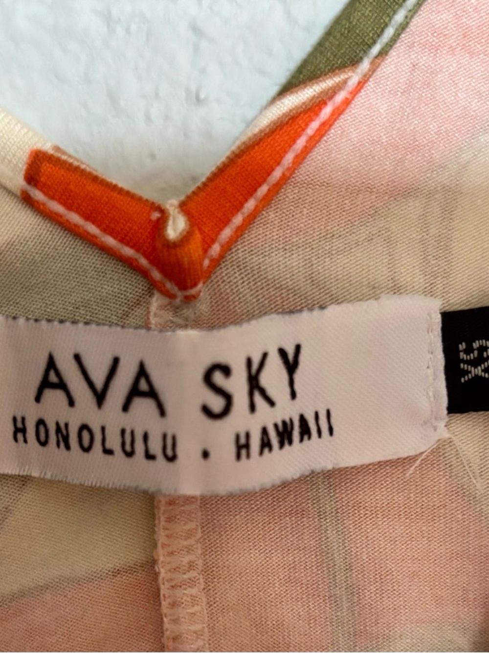 Ava Sky Floral V-Neck Long Sleeve Top in Orange, Cream & Green - Picture 2 of 2
